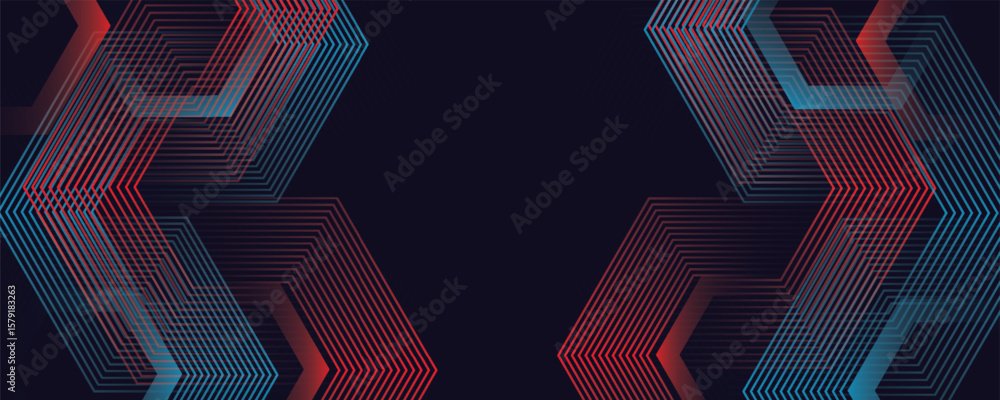 Poster abstract blue modern background with dynamic geometric shapes.