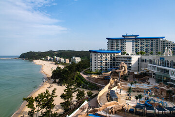 high angle view of the seaside hotel