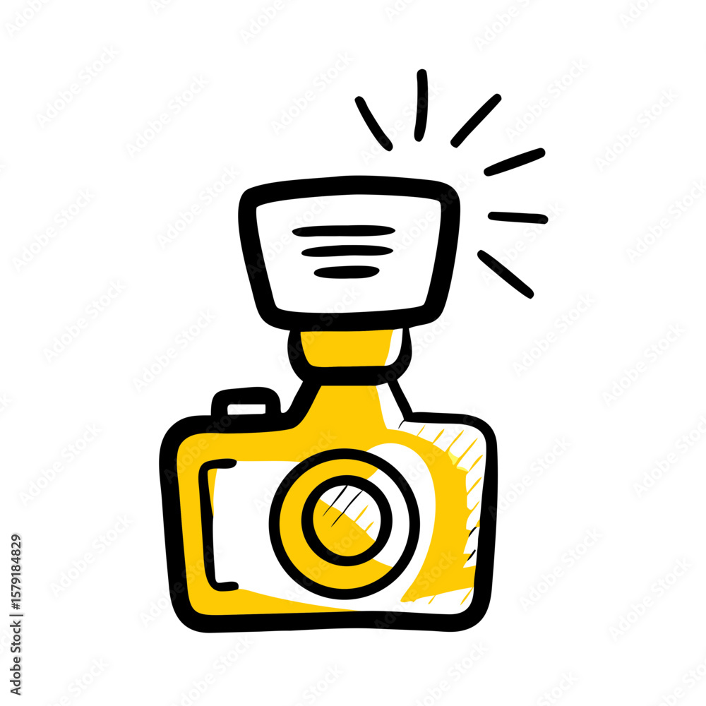 Aufkleber Camera with Flash hand drawing icon for web and graphic design