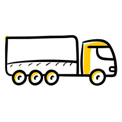 Cargo Truck Three Axles hand drawing icon for web and graphic design
