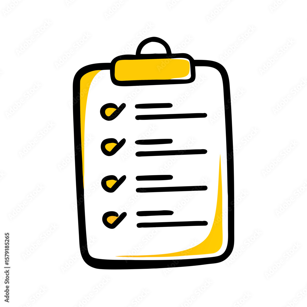 Poster clipboard with checklist hand drawing icon for web and graphic design