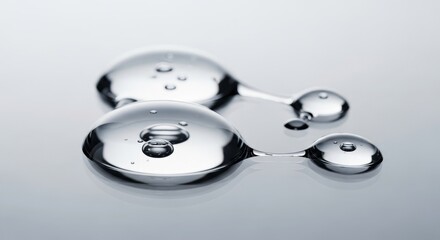 Water droplets on a surface with light reflecting on them