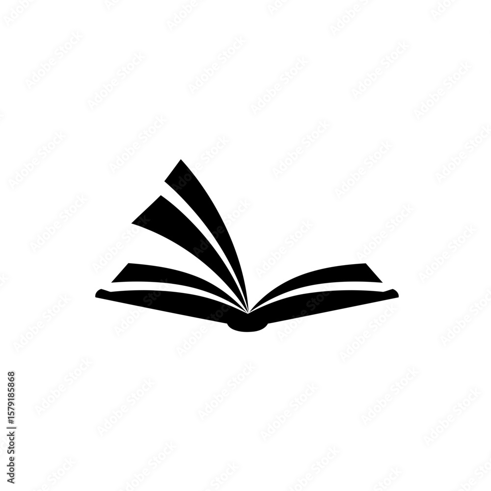 Poster open book icon: a minimalist graphic design of an open book, symbolizing knowledge, education, readi