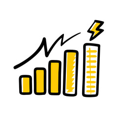 Energy Performance Bar Chart hand drawing icon for web and graphic design