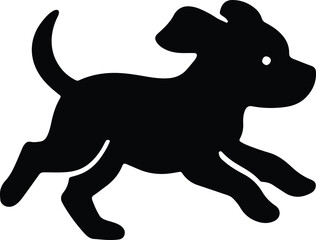 Silhouette happy dog running playfully pet silhouette vector Illustrator