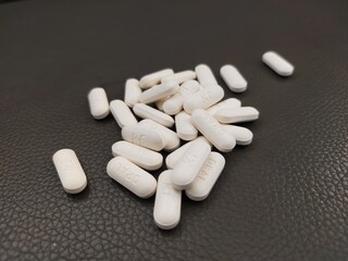 pills on a white background