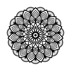 Intricate Mandala Design Vector   Black and White Floral Line Art for Coloring and Decor.