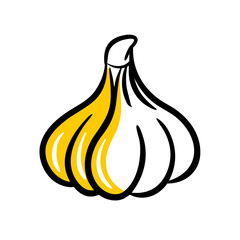 Garlic hand drawing icon for web and graphic design