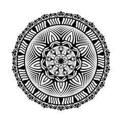 Intricate Mandala Design Vector   Black and White Floral Line Art for Coloring and Decor.