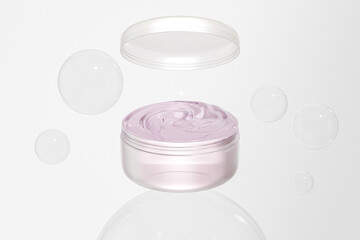 translucent Plastic Cream jar mockup, frosted glass skincare cylindrical Container with lid, single wall round cosmetic container, luxury bath and body product Packaging, facial mask product mockup