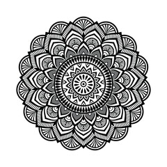 Intricate Mandala Design Vector   Black and White Floral Line Art for Coloring and Decor.