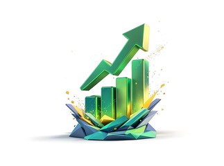 3D Finance Time Isolated  white Background Growth Business Success Economy Icon.