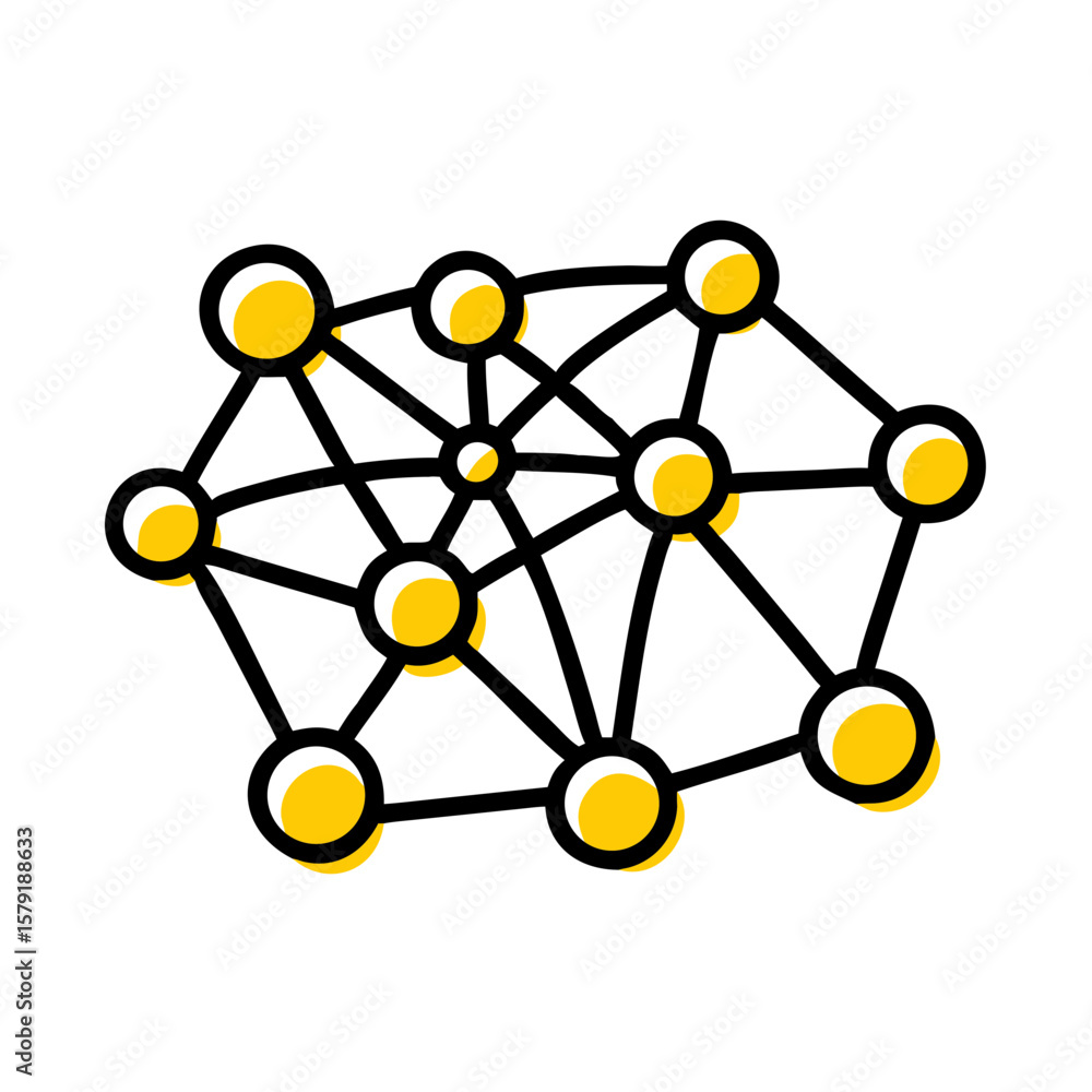 Poster neural network hand drawing icon for web and graphic design