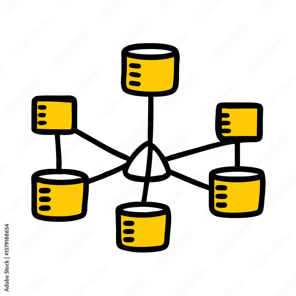 Poster networking diagram hand drawing icon for web and graphic design