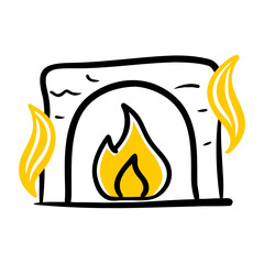 Outdoor Fireplace hand drawing icon for web and graphic design