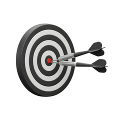 Bullseye with darts (3d rendered), isolated on transparent background