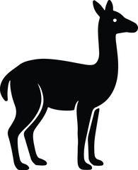 Silhouette Llama standing mammal animal wildlife black vector Illustrator