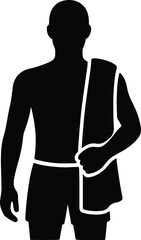 Obraz premium Silhouette man carrying towel after workout vector Illustrator
