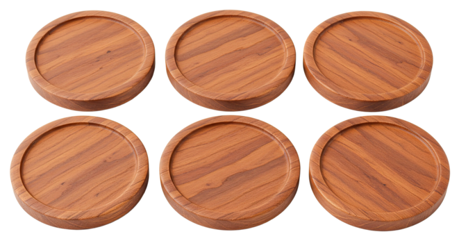Wooden coasters set of six round drink coasters for hot and cold drinks table protection wood grain design