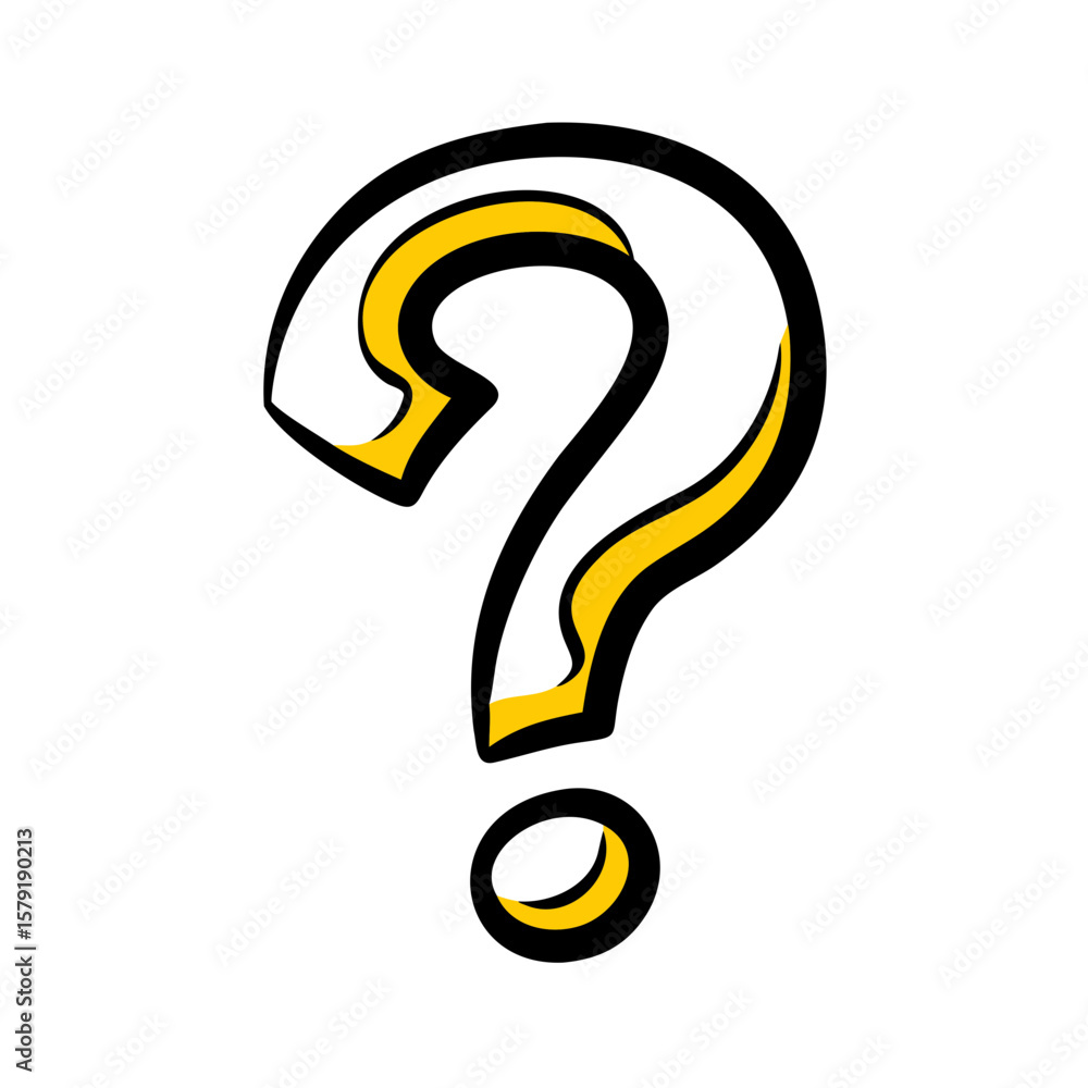 Poster question mark hand drawing icon for web and graphic design