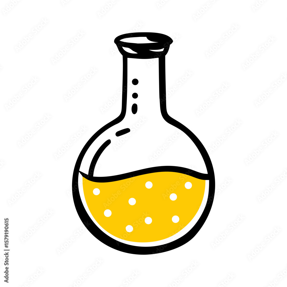 Poster round bottom flask hand drawing icon for web and graphic design
