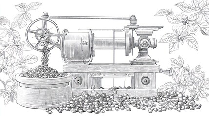 Vintage coffee roaster illustration