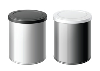 White and black cans with lids. Packing for coffee or loose products. Template For Mock up Your Design. vector illustration.