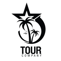 Palm trees silhouette emblems. logo travel company, travel agency. Vector illustration. icon sign. design element