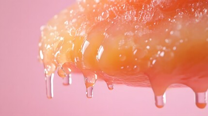 Fresh Dripping Honey on Pink Background Close-up Photography