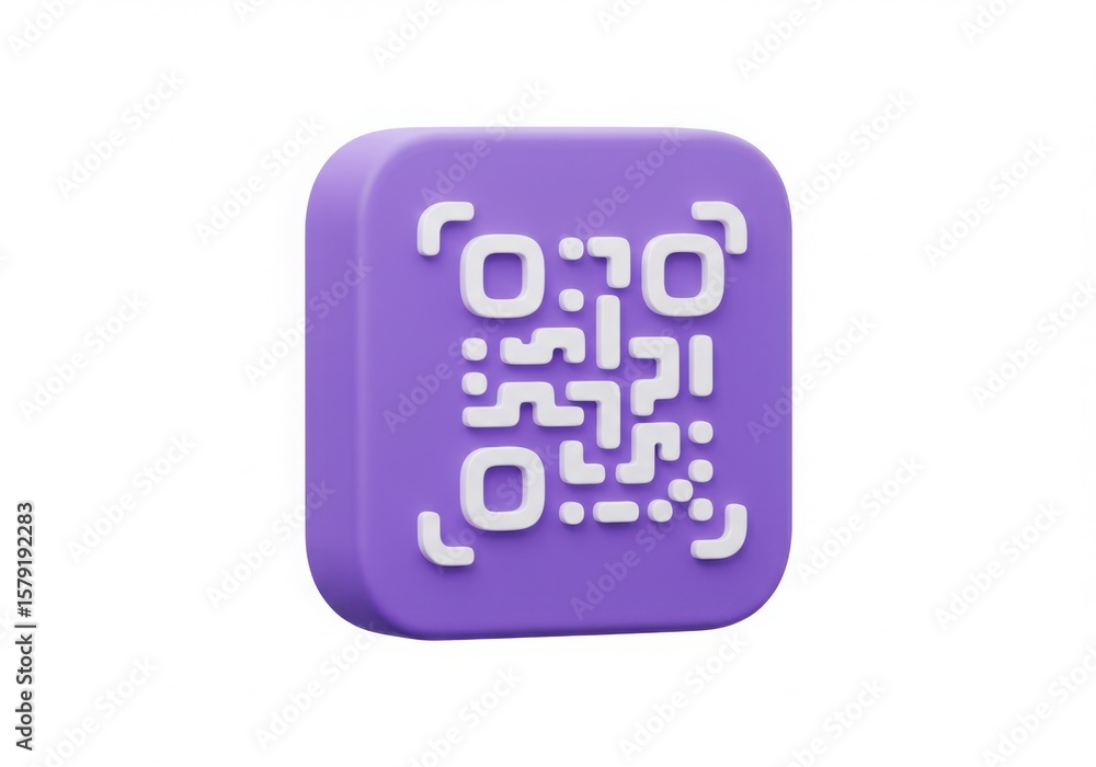 Fototapete 3d rendered purple qr code icon with white background isolated isolated on white background