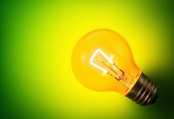 Close-up of eco-friendly lightbulb on green background with copy space,  go green,   bulb