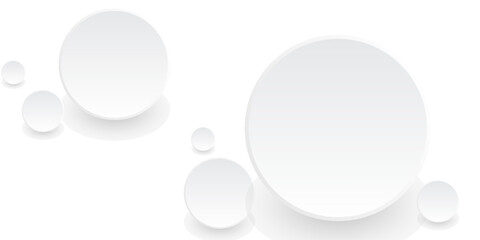 White circle paper cut style with drop shadows on white background