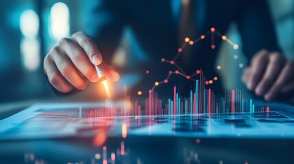 Businessman Analyzing Financial Data with Charts and Graphs