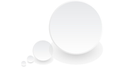 White circle paper cut style with drop shadows on white background
