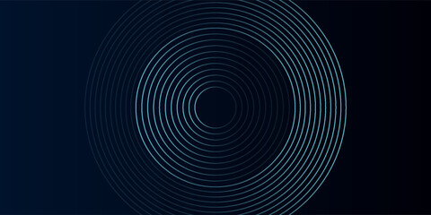 Blue abstract background with glowing circles. Swirl circular lines pattern. Geometric spiral. Twirl element. Modern graphic design. Futuristic technology concept.