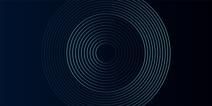 Blue abstract background with glowing circles. Swirl circular lines pattern. Geometric spiral. Twirl element. Modern graphic design. Futuristic technology concept.