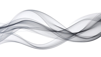 Light Grey Wispy Smoke Trails in Curved Motion Flowing Sideways for Magical, Abstract, or Atmospheric Use