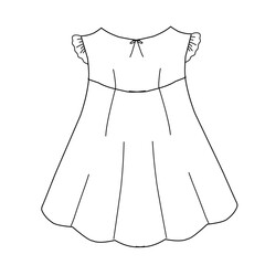 Baby clothes line art, baby girl clothes silhouette, cute baby clothes illustration