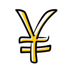 Obraz premium Yen Symbol hand drawing icon for web and graphic design