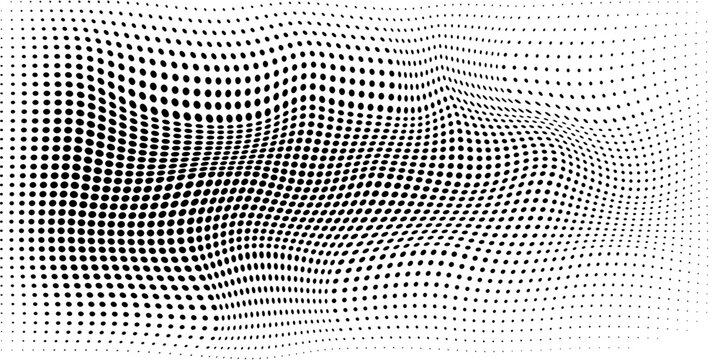 Grunge halftone gradient background. Faded dotted gritty noise texture. Black and white rasterized sand grain wallpaper. Retro pixelated bitmap backdrop. Vector aged anime or manga comic overlay