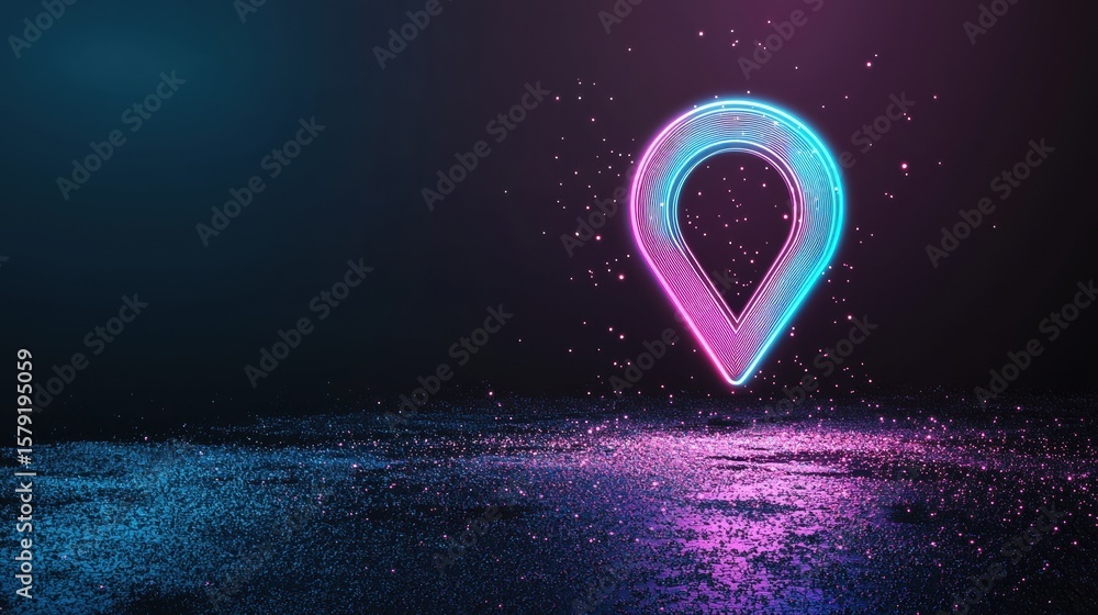 Poster pin digital map icon modernized digital pin with vibrant colors and a 3d effect, showcasing technolo