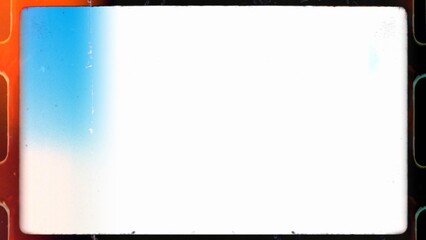 Empty film frame with light leaks and scratches creating a vintage look