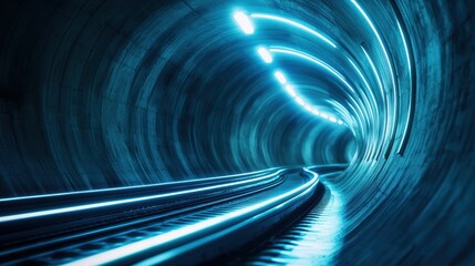 Train Futuristic Tunnel Design Futuristic hyperloop tunnel with advanced lighting and smooth curves, representing cutting edge transportation design.