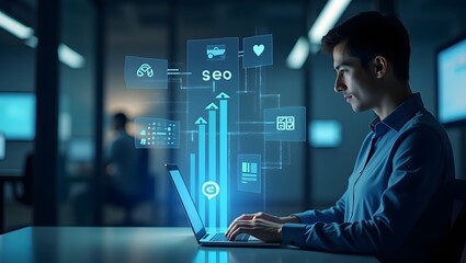Young Professional Engaged in Digital Marketing Strategy Planning