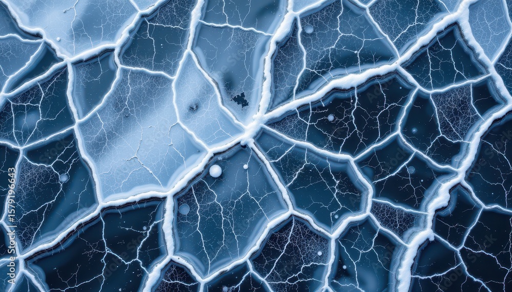 Poster intricate cracked ice patterns on a frozen surface creating stunning winter art