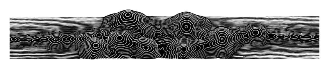 Topography Abstract Pattern Fullscreen Black and White Outline Line Art Drawing with Organic Wavy Shapes