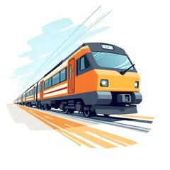 Naklejka premium Modern Train in Motion Clipart Illustration Isolated on White Background