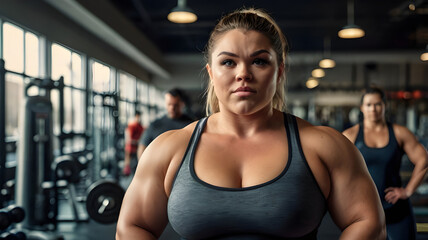 Fototapeta premium Woman lifting weights Generate AI 