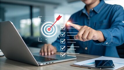Focused Professional Setting Achieving Goals with Digital Tools