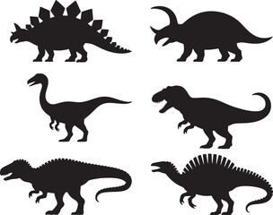 Prehistoric Dinosaur Silhouettes: Stegosaurus, Triceratops, T-Rex, and More